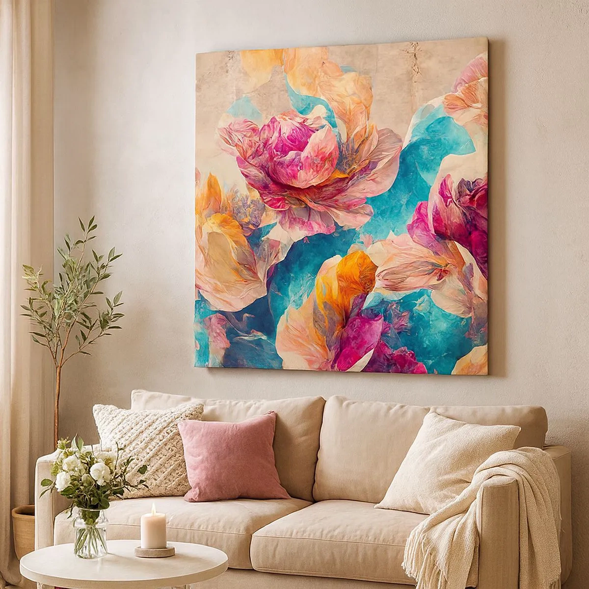 Impression sur toile - Image sur toile - Splendeur colorée du bouquet - 30x30 cm