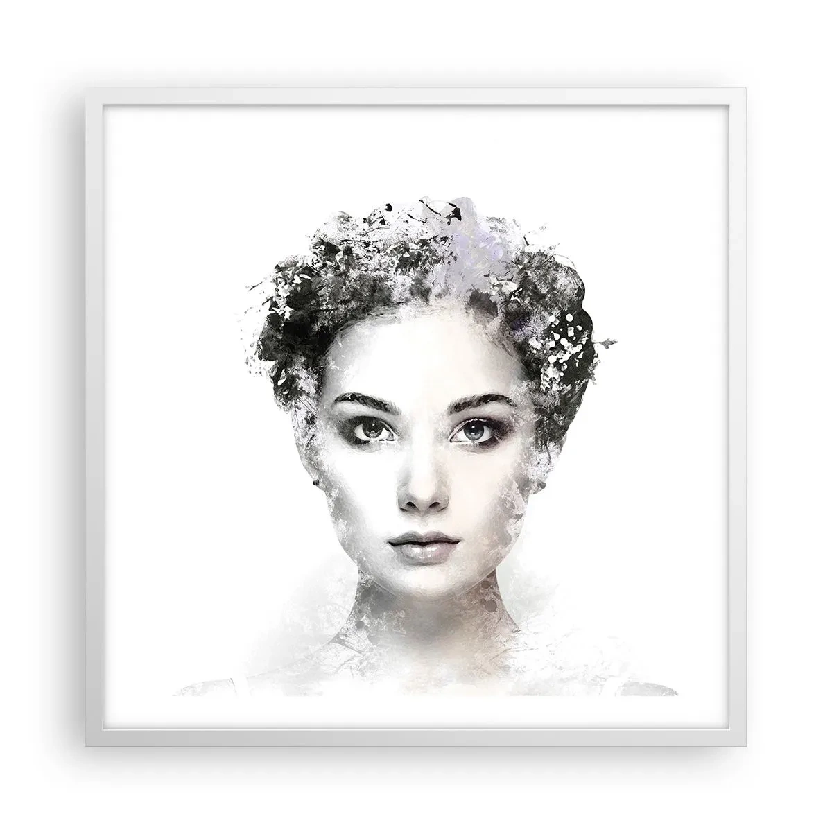 Affiche dans un cadre blanc - Poster - Un portrait extrêmement stylé - 60x60 cm