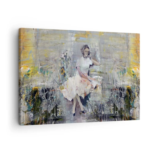 Impression sur toile - Image sur toile - Portrait artistique d'une femme aux couleurs pastel - 70x50cm - Classique et moderne - Décoration murale moderne pour le salon et la chambre ARTTOR