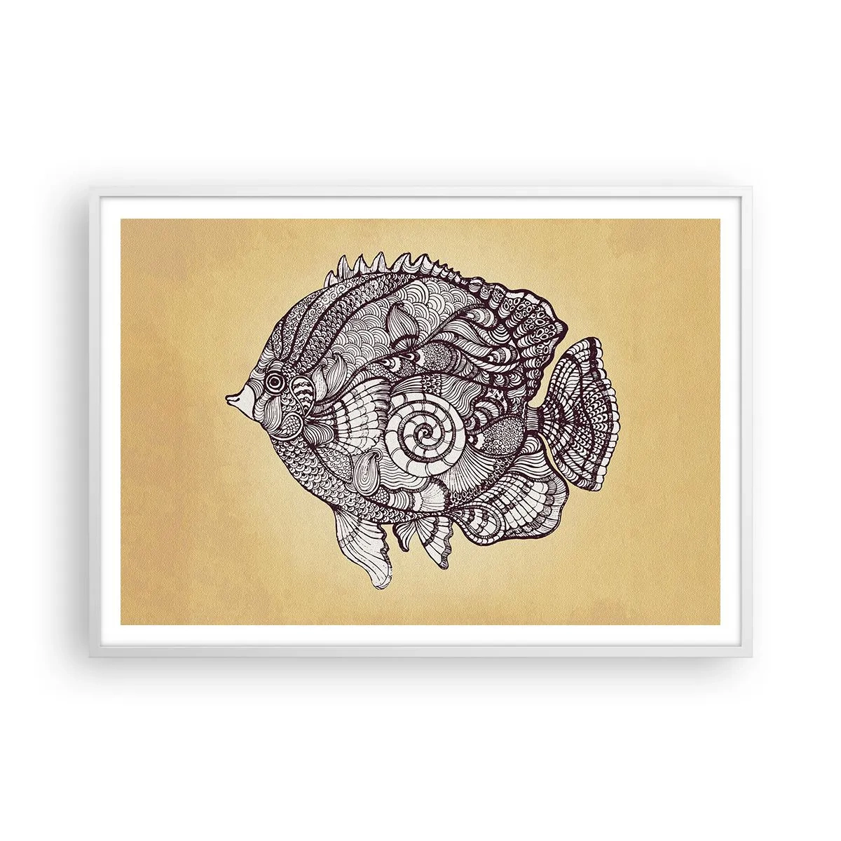 Affiche dans un cadre blanc - Poster - D'un océan d'ornements - 100x70 cm