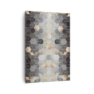 Impression sur toile - Image sur toile - Motif géométrique dans des tons dorés - 70x100cm - Composition de diamants - Décoration murale moderne pour le salon et la chambre ARTTOR