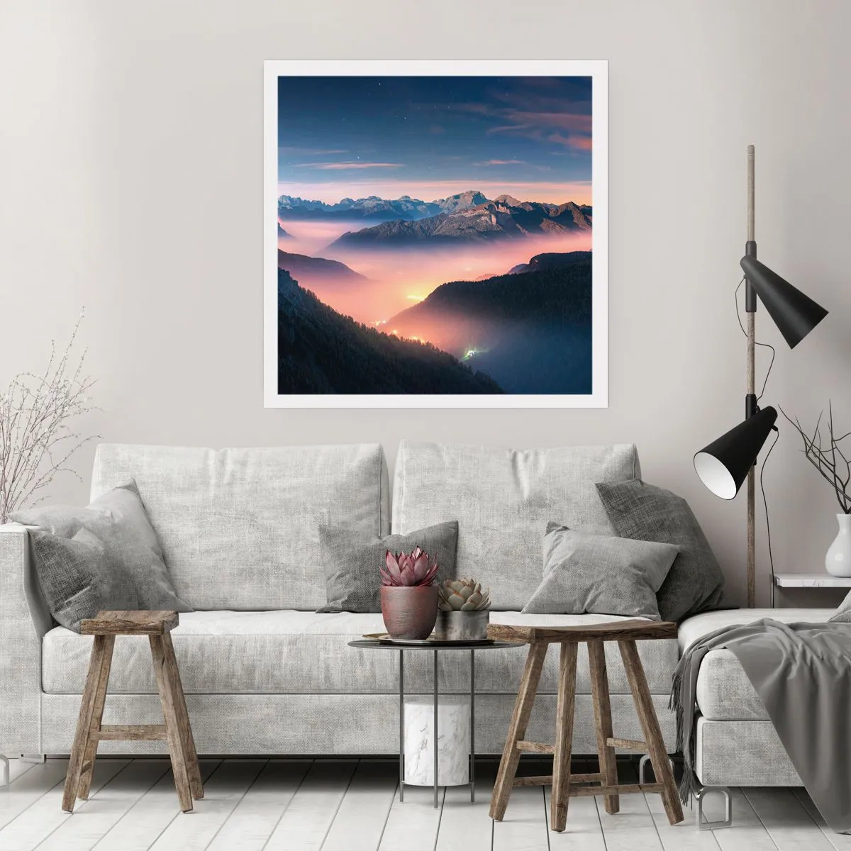 Affiche - Poster - Lumière dans les vallées - 50x50 cm