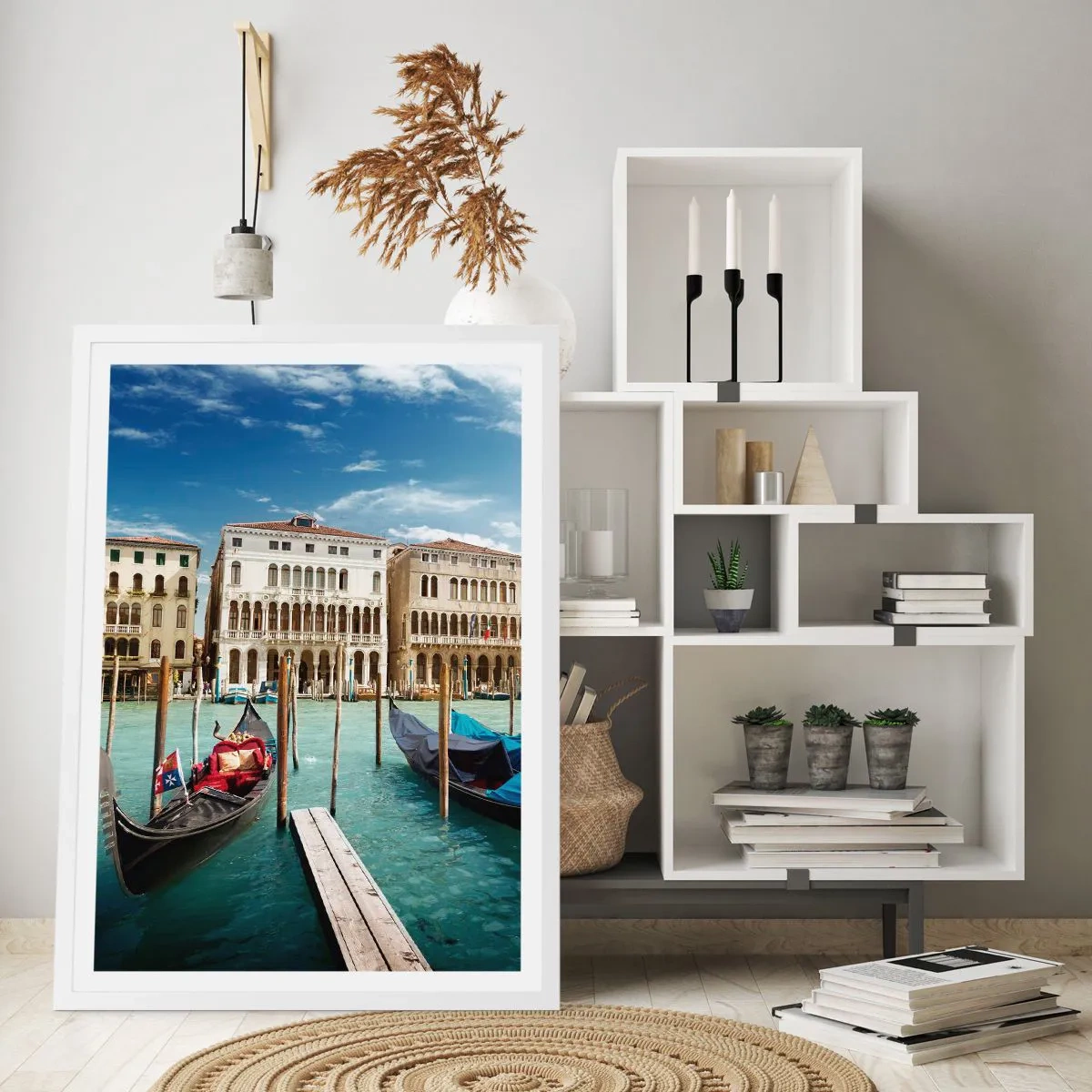 Affiche dans un cadre blanc - Poster - Palace bleu ciel - 40x50 cm