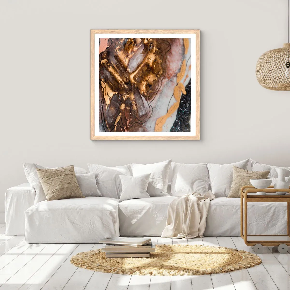 Affiche dans un chêne clair - Poster - Élément de la terre - 40x40 cm