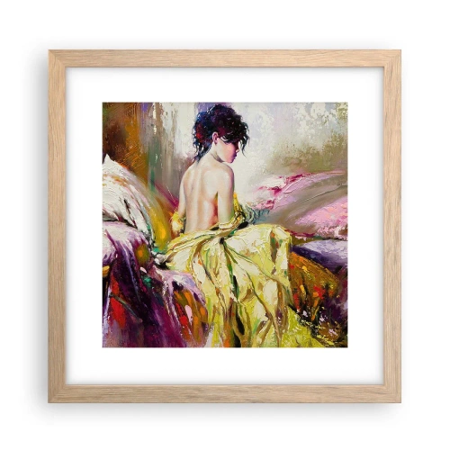 Affiche dans un chêne clair - Poster - Entre les lèvres et le bord de la tasse - 30x30 cm