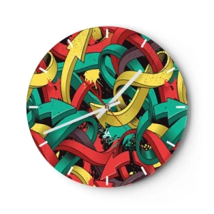 Horloge murale - Pendule murale - Des flèches colorées dans un style de bande dessinée dynamique - 30x30cm - Quel chemin vers le but ? - Décoration murale moderne pour le salon, la cuisine et la chambre ARTTOR