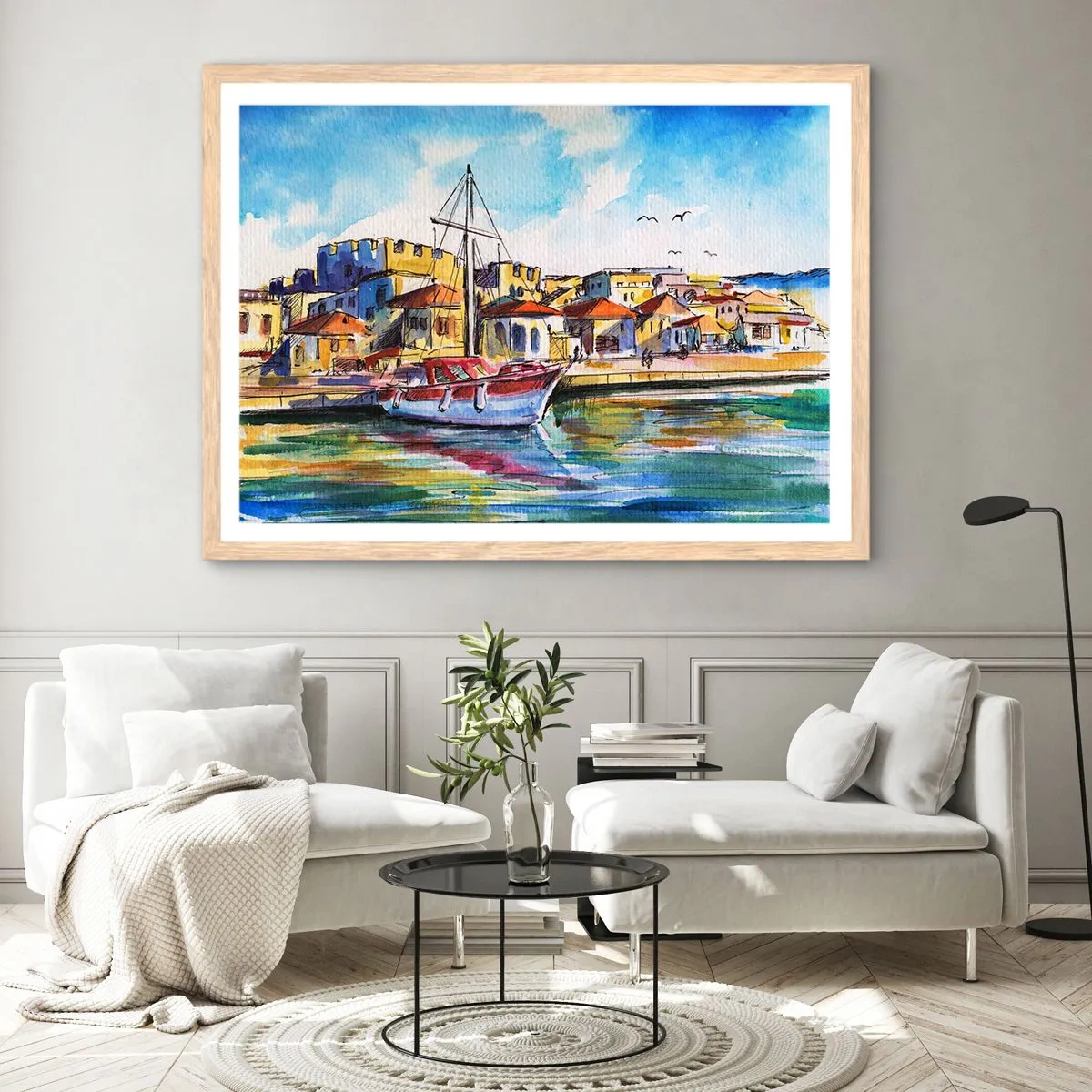 Affiche dans un chêne clair - Poster - Après-midi arc-en-ciel - 100x70 cm