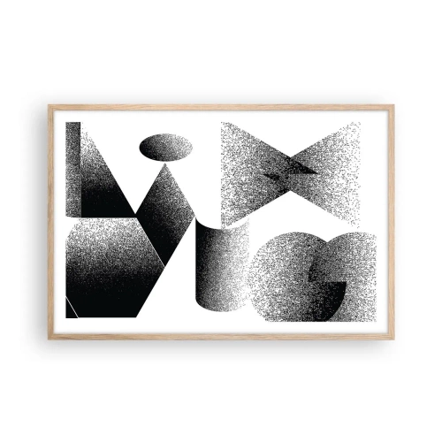 Affiche dans un chêne clair - Poster - Angles et ovales - 91x61 cm