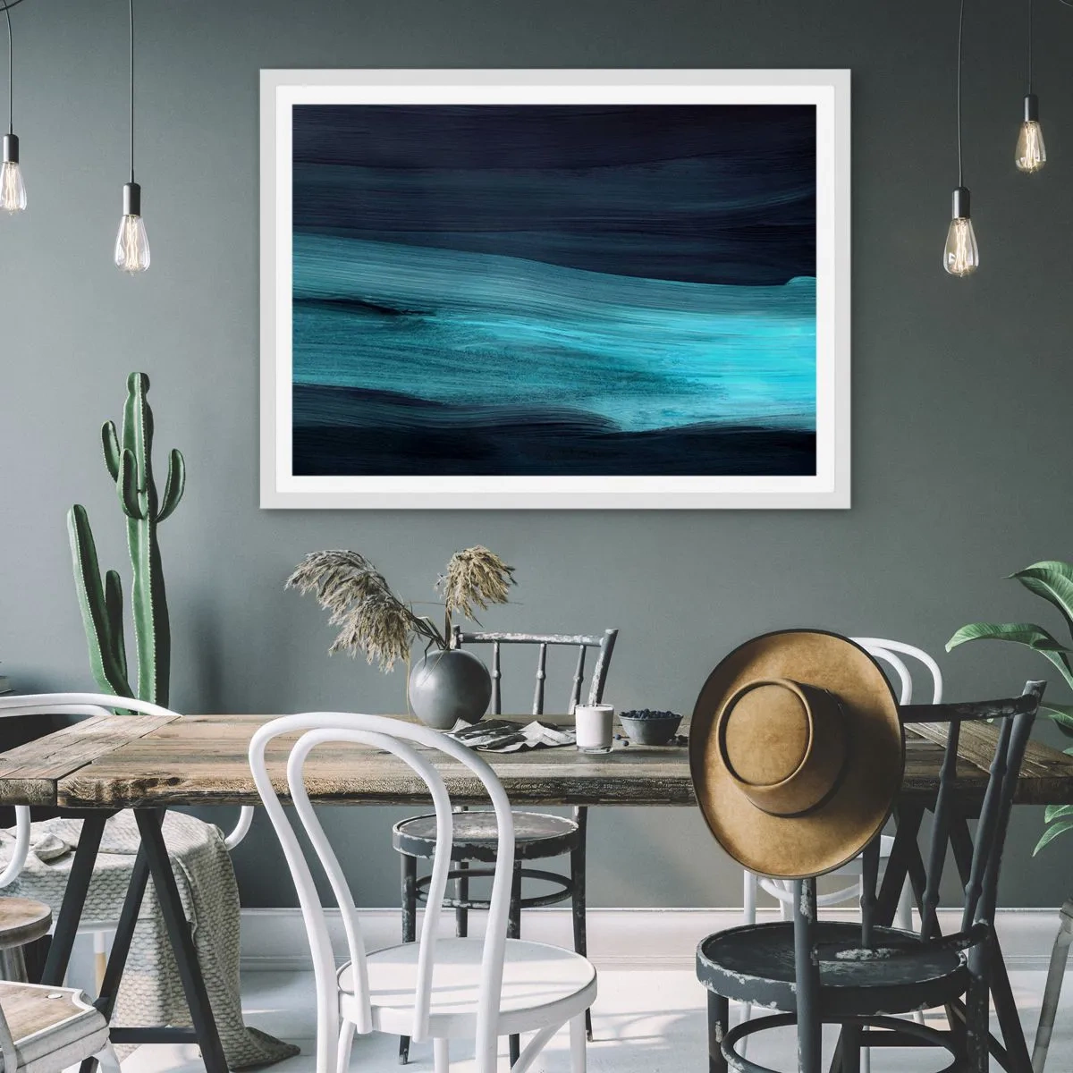 Affiche dans un cadre blanc - Poster - Suivez le courant - 91x61 cm