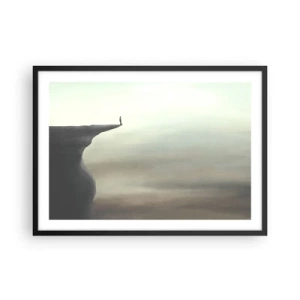 Affiche dans un cadre noir - Poster - Silhouette d'une figure au bord d'une falaise dans un paysage brumeux - 70x50cm - Tout en haut, bien entendu! - Décoration murale moderne pour le salon et la chambre ARTTOR
