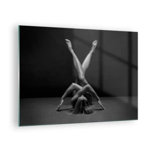 Impression sur verre - Image sur verre - Nu féminin dans une composition corporelle géométrique - 70x50cm - Géométrie de la nudité - Décoration murale moderne pour le salon et la chambre ARTTOR