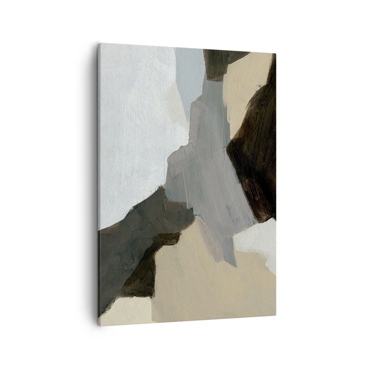 Impression sur toile - Image sur toile - Formes abstraites dans les tons beige, marron et gris - 50x70cm - Abstraction : le carrefour du gris - Décoration murale moderne pour le salon et la chambre ARTTOR