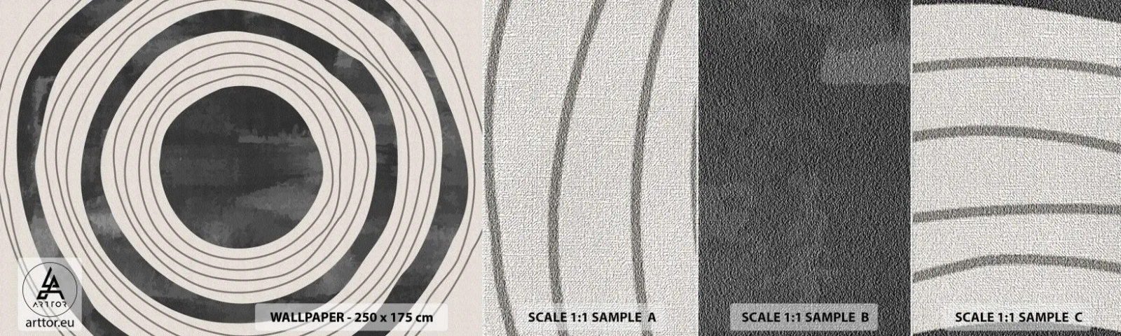 Échantillon de Papier Peint Premium Canvas - Droit au but - roues, Minimalisme, Vieilli - 100x30 cm