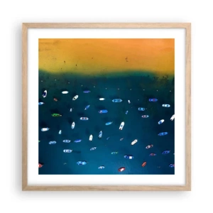 Affiche dans un chêne clair - Poster - Jeu de vacances - 50x50 cm