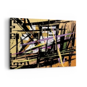 Impression sur toile - Image sur toile - Lignes et formes abstraites sur fond beige - 100x70cm - Une coupe nette - Décoration murale moderne pour le salon et la chambre ARTTOR