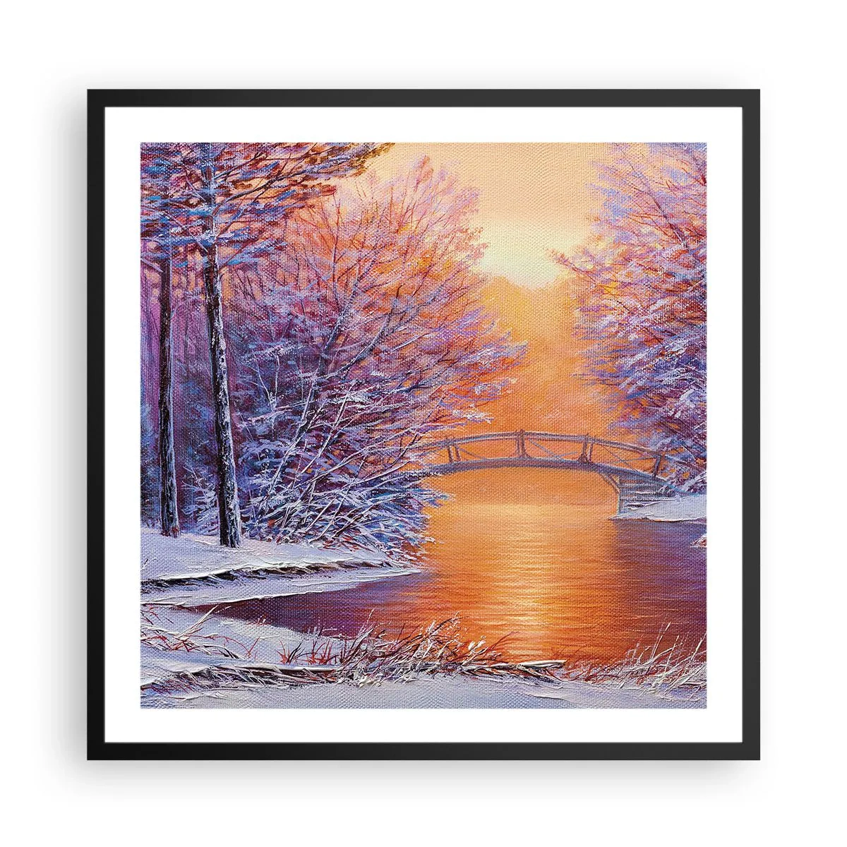 Affiche dans un cadre noir - Poster - On se rencontre ici - 60x60 cm