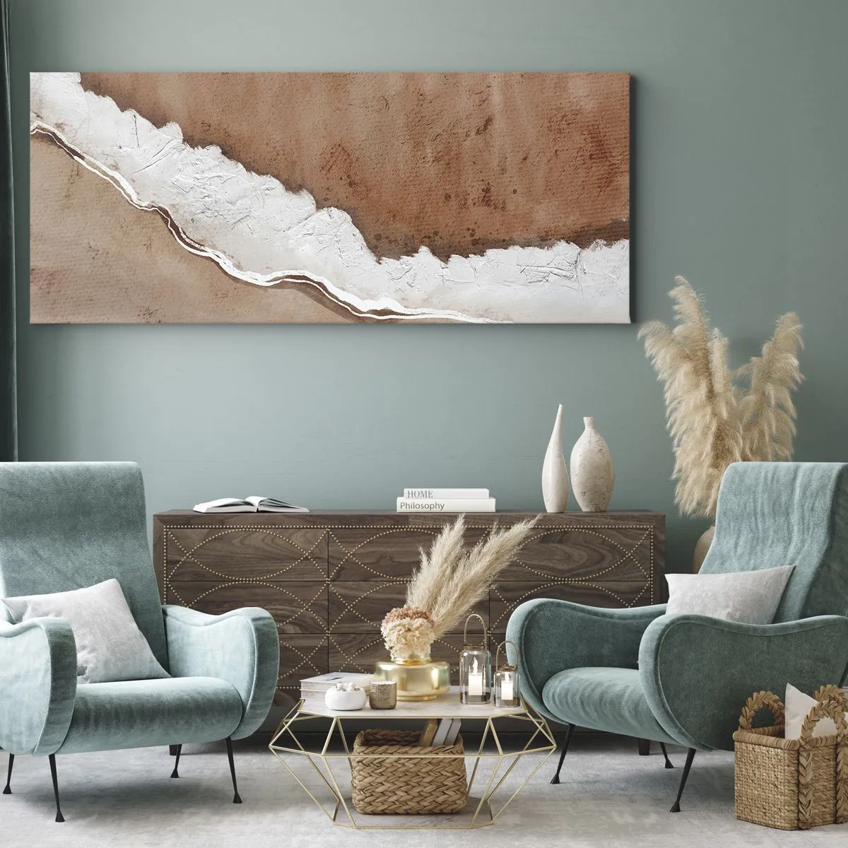 Impression sur toile - Image sur toile - Dans des couleurs de la terre - 100x40 cm