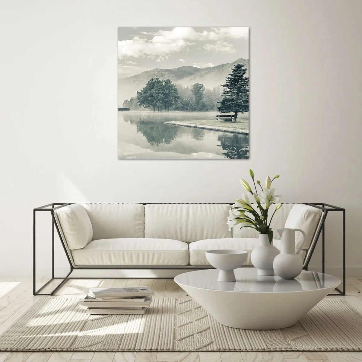 Impression sur verre - Image sur verre - Le lac dort encore - 40x40 cm