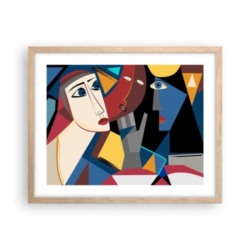 Affiche dans un chêne clair - Poster - Une conversation entre cubistes - 50x40 cm