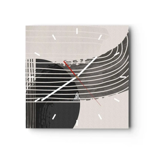 Horloge murale - Pendule murale - Motif abstrait avec des lignes et des formes géométriques - 30x30cm - Aller et retour - Décoration murale moderne pour le salon et la chambre ARTTOR