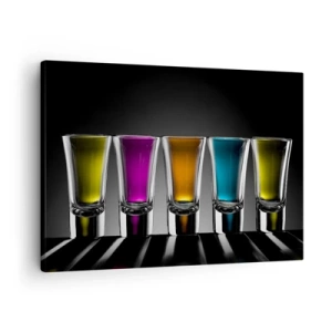 Impression sur toile - Image sur toile - Lunettes colorées sur fond noir - 70x50cm - Les couleurs de la joie - Décoration murale moderne pour le salon et la chambre ARTTOR