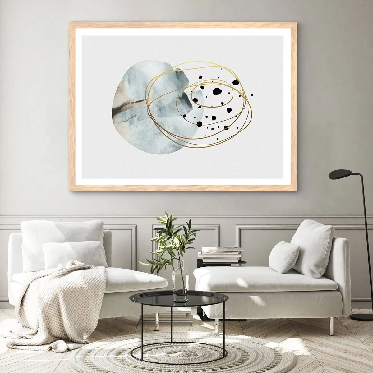 Affiche dans un chêne clair - Poster - Emmêlement de l'espace - 91x61 cm