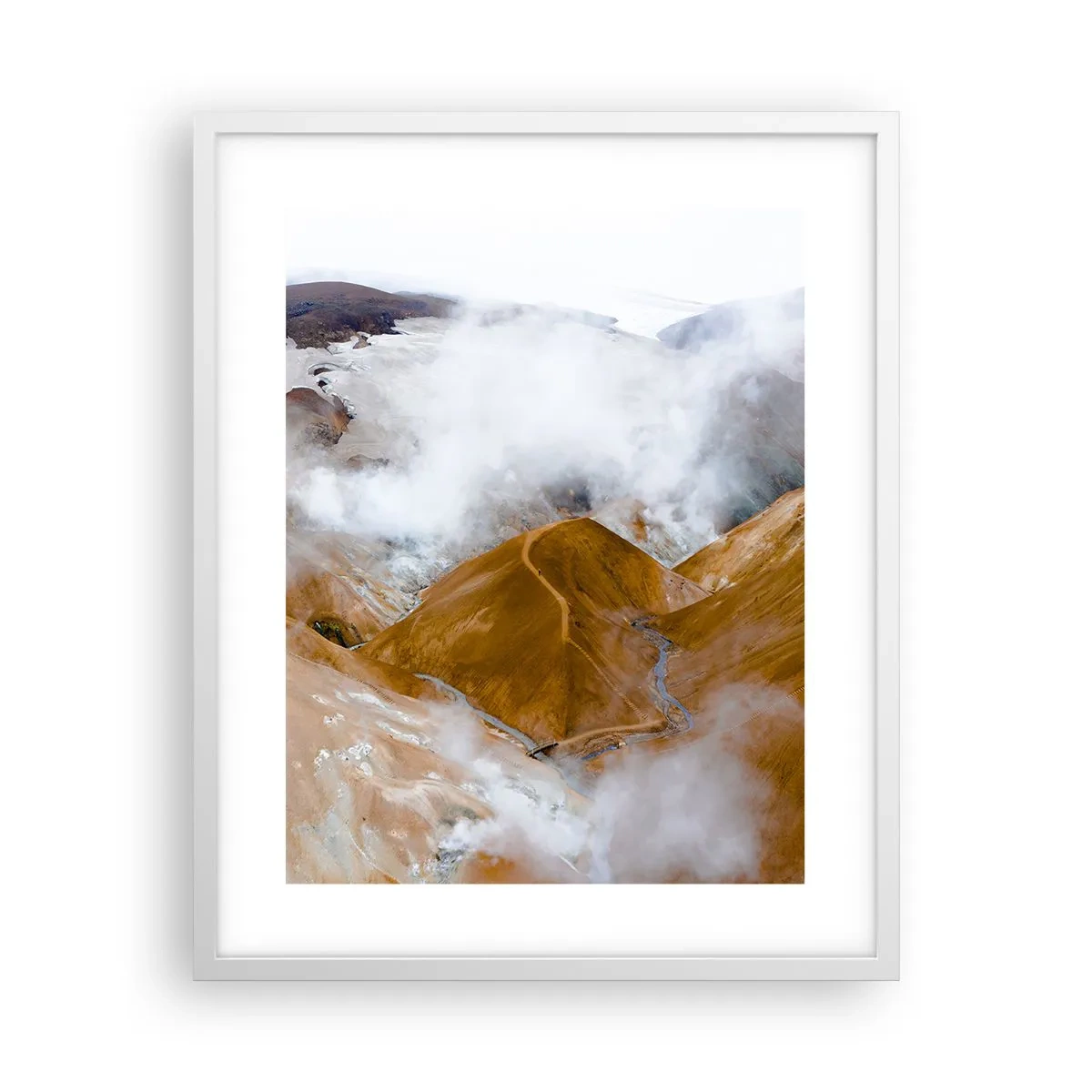 Affiche dans un cadre blanc - Poster - Le charme brut de l'Islande - 40x50 cm