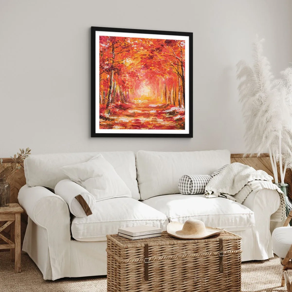 Affiche dans un cadre noir - Poster - Forêt de cuivre - 50x50 cm