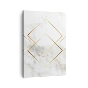 Impression sur toile - Image sur toile - Losanges dorés minimalistes sur fond de marbre - 50x70cm - Vue à l'infini - Décoration murale moderne pour le salon et la chambre ARTTOR