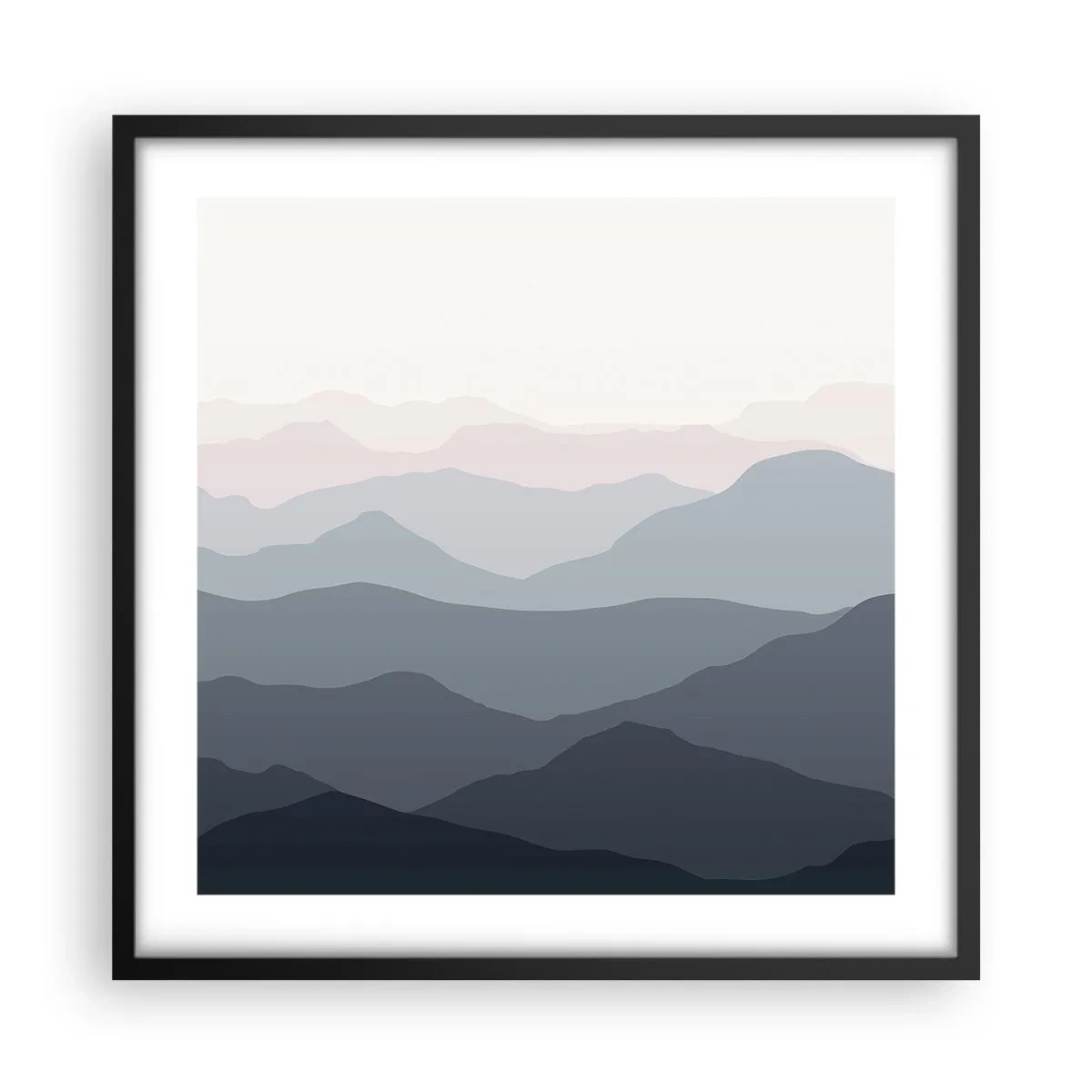 Affiche dans un cadre noir - Poster - Vagues de montagnes - 50x50 cm