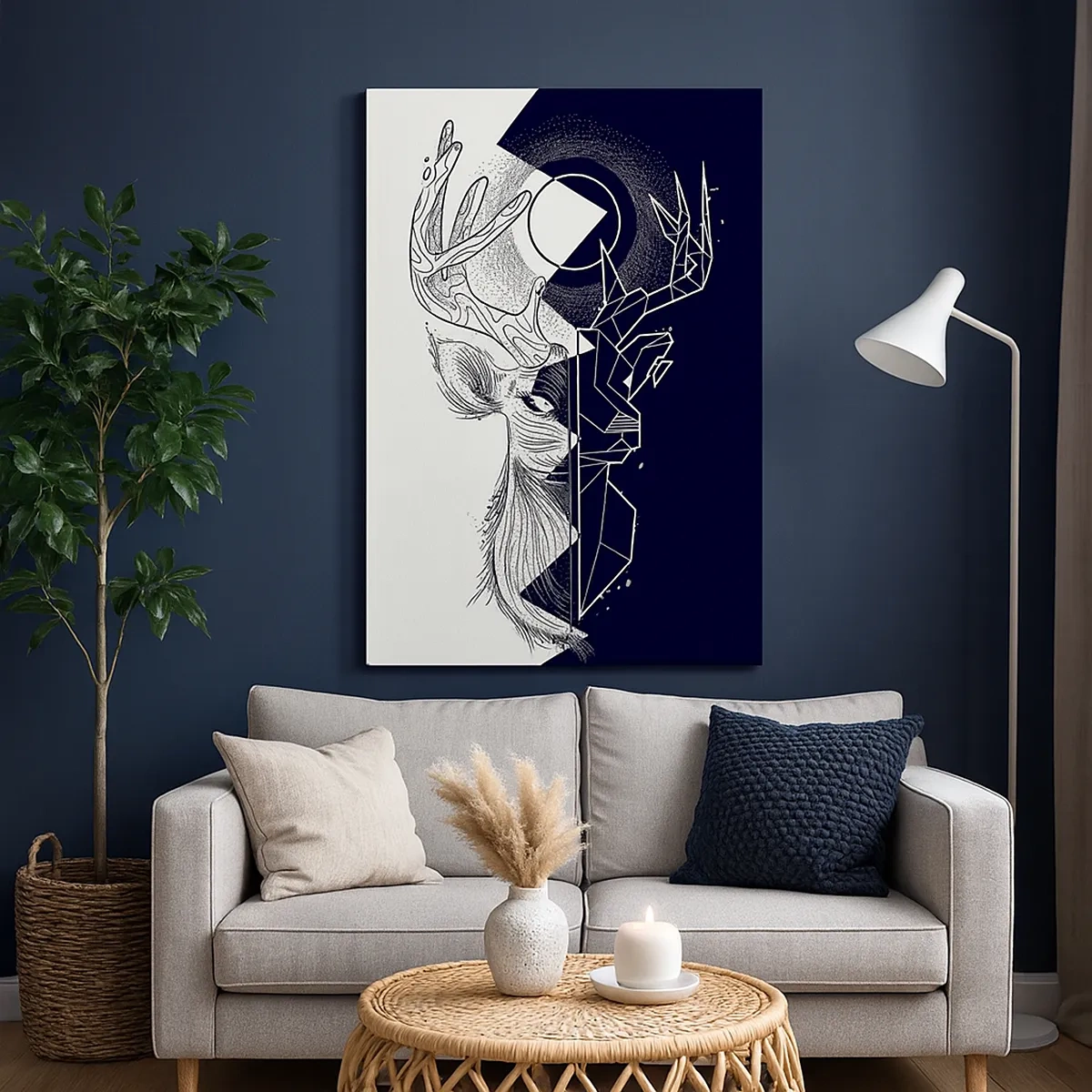 Impression sur toile - Image sur toile - Géométrie et nature dans une composition symbolique - 50x70cm - La lutte et l'unité des contraires - Décoration murale moderne pour le salon et la chambre ARTTOR