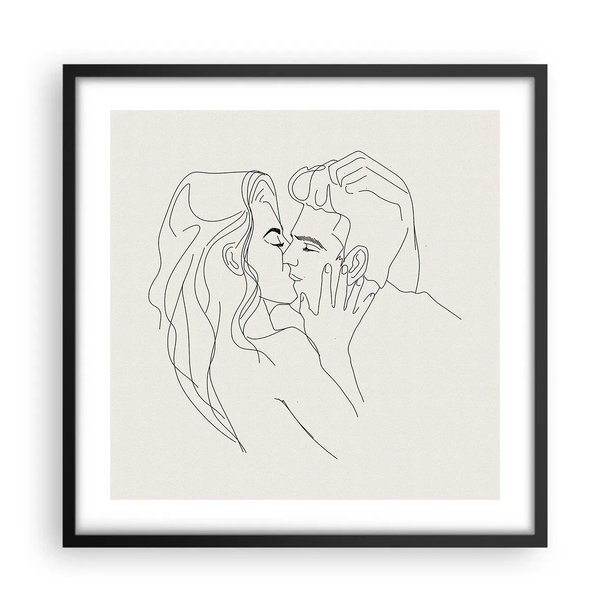 Affiche dans un cadre noir - Poster - Enlacé de sentiment - 50x50 cm