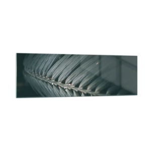 Impression sur verre - Image sur verre - Gros plan d'un détail de feuille de palmier aux tons sombres - 160x50cm - Précision de la nature - Décoration murale moderne pour le salon et la chambre ARTTOR