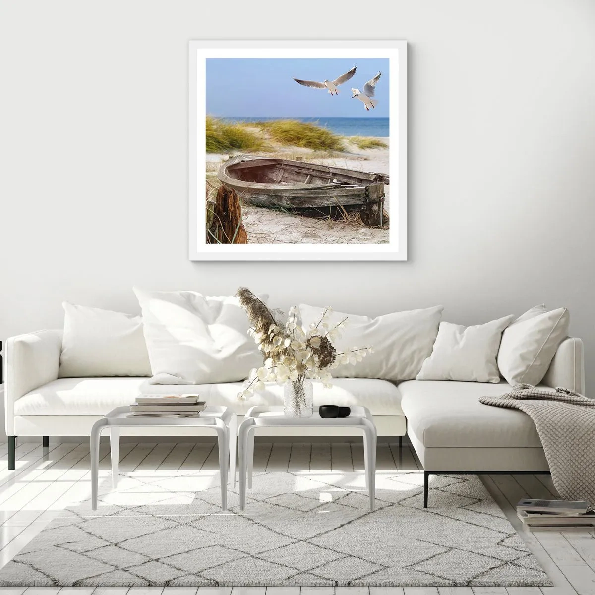 Affiche dans un cadre blanc - Poster - Bain de vent - 60x60 cm