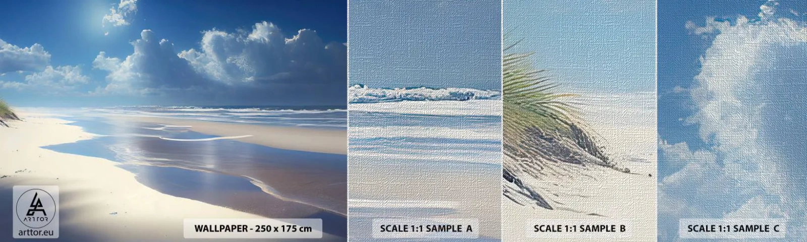 Échantillon de Papier Peint Premium Canvas - Des vacances paradisiaques - Plage, Océan, Vacances - 100x30 cm