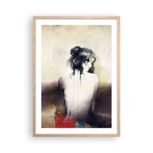 Affiche dans un chêne clair - Poster - Lignes lisses, formes ovales - 50x70 cm