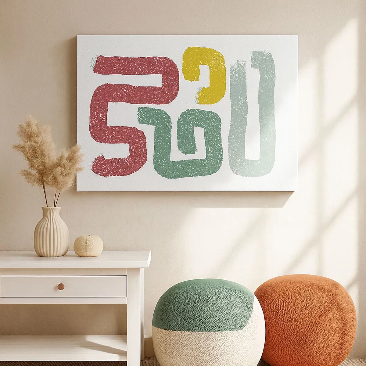 Impression sur toile - Image sur toile - Motifs géométriques colorés dans un style abstrait - 70x50cm - Dans une langue inconnue - Décoration murale moderne pour le salon et la chambre ARTTOR