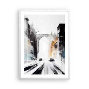 Affiche dans un cadre blanc - Poster - Étude de ville : architecture et mouvement - 50x70 cm