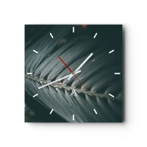 Horloge murale - Pendule murale - Gros plan d'un détail de feuille de palmier aux tons sombres - 30x30cm - Précision de la nature - Décoration murale moderne pour le salon et la chambre ARTTOR