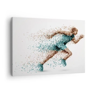 Impression sur toile - Image sur toile - Une figurine de coureur dynamique composée de minuscules particules - 70x50cm - La vie est une course - Décoration murale moderne pour le salon et la chambre ARTTOR