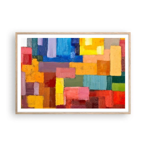 Affiche dans un chêne clair - Poster - Chacun est différent, tout est coloré - 100x70 cm