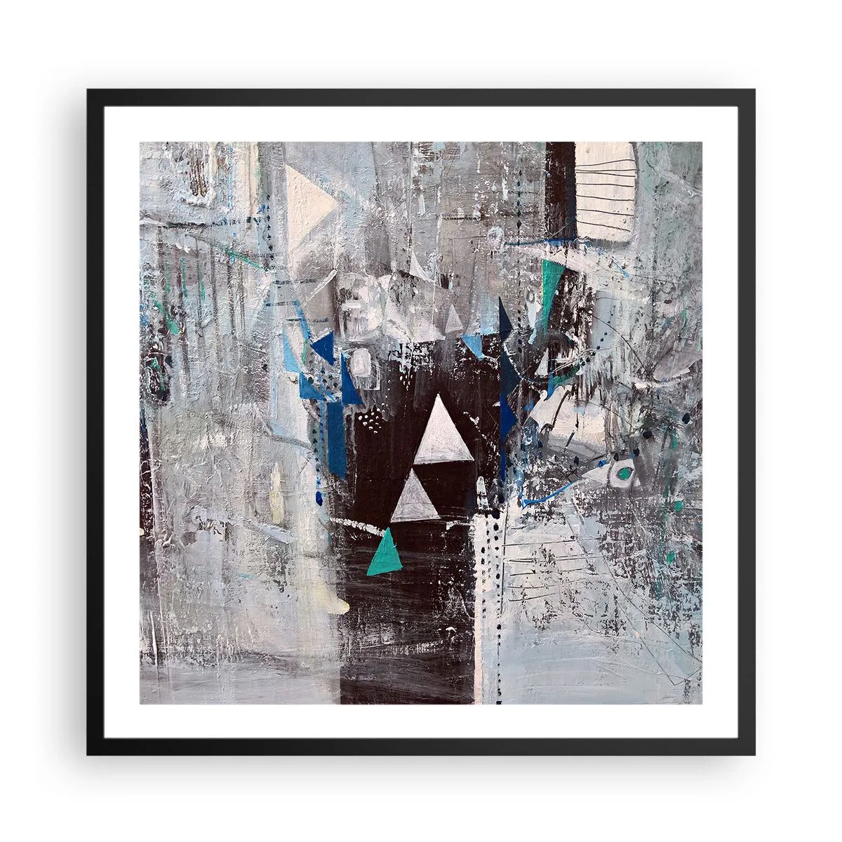 Affiche dans un cadre noir - Poster - Ordre prioritaire des triangles - 60x60 cm