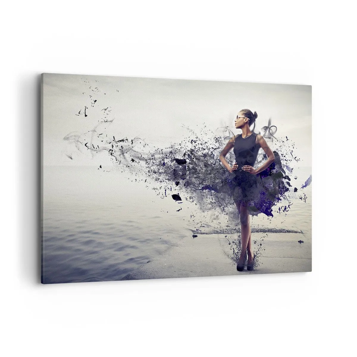 Impression sur toile - Image sur toile - Une femme dans une composition artistique sur fond d'eau - 100x70cm - Vénus africaine - Décoration murale moderne pour le salon et la chambre ARTTOR