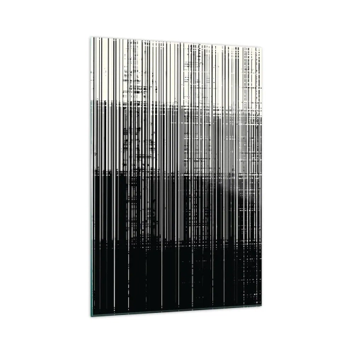 Impression sur verre - Image sur verre - Composition abstraite de lignes en noir et blanc contrastés - 70x100cm - Ondes et vibrations - Décoration murale moderne pour le salon et la chambre ARTTOR