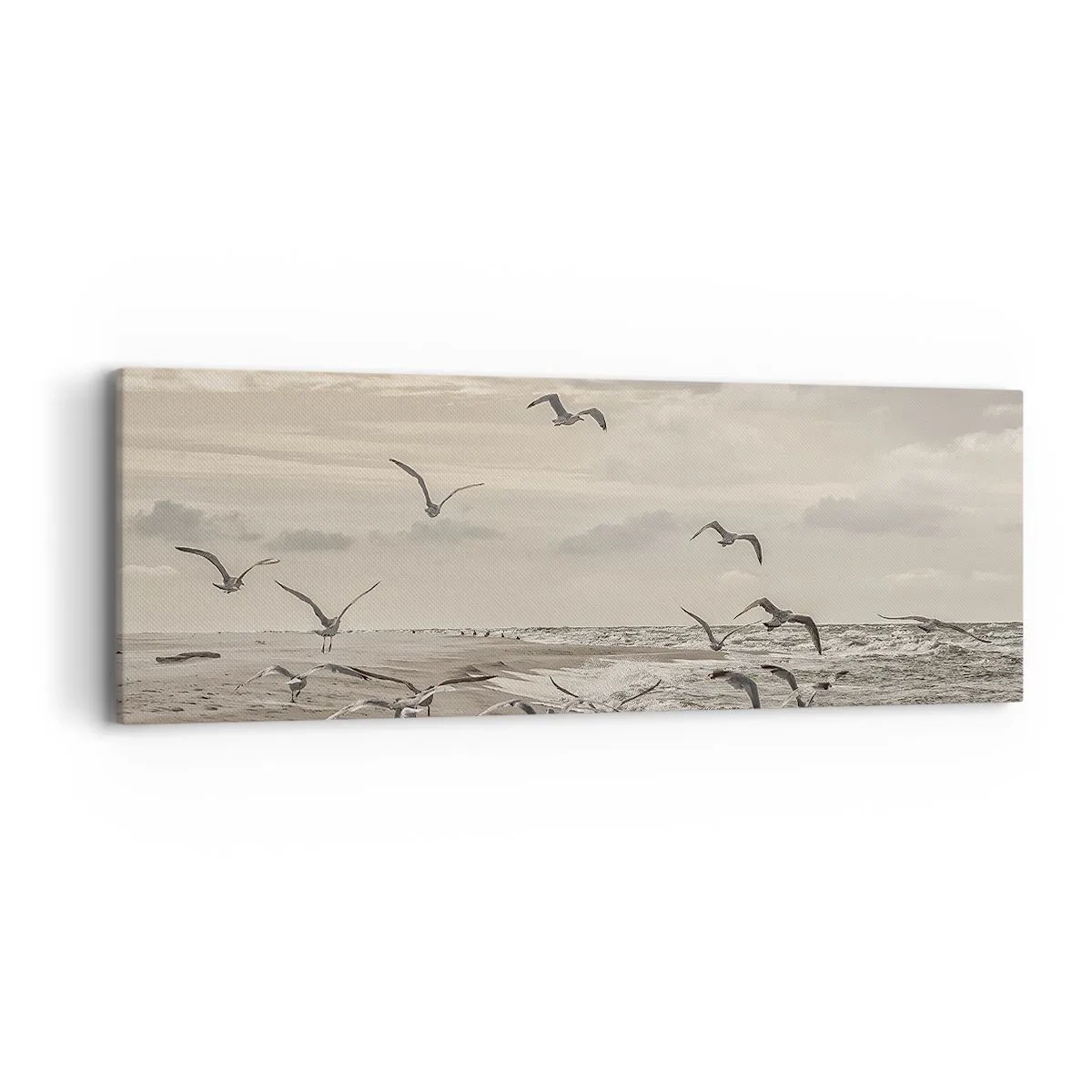 Impression sur toile - Image sur toile - Le bruit de la mer, le chant des oiseaux - 90x30 cm