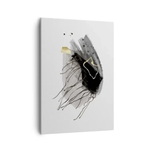 Impression sur toile - Image sur toile - Une composition abstraite avec des accents de noir et d'or. - 50x70cm - En noir et en or - Décoration murale moderne pour le salon et la chambre ARTTOR