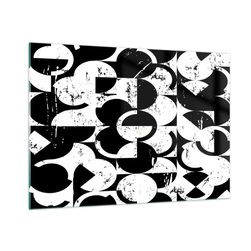 Impression sur verre - Image sur verre - Motif géométrique aux formes contrastées en noir et blanc - 100x70cm - Le blanc est blanc et le noir est noir - Décoration murale moderne pour le salon et la chambre ARTTOR