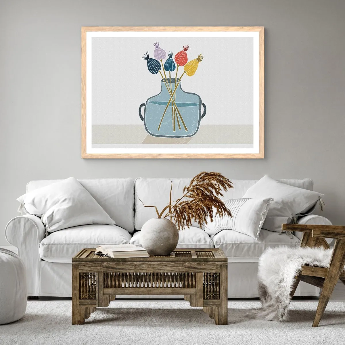 Affiche dans un chêne clair - Poster - Comme s'il avait semé des graines de pavot - 100x70 cm