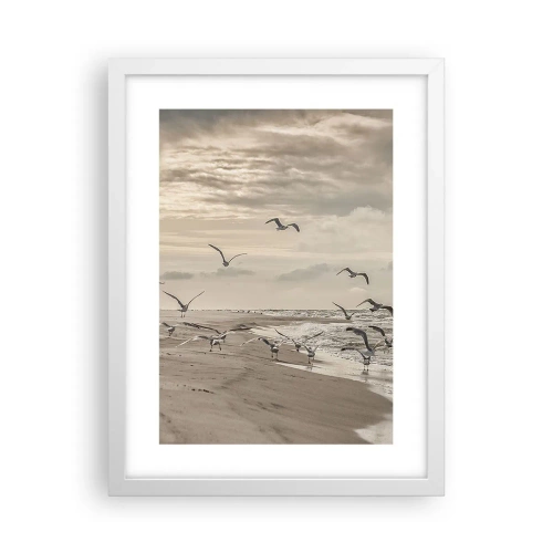 Affiche dans un cadre blanc - Poster - Le bruit de la mer, le chant des oiseaux - 30x40 cm