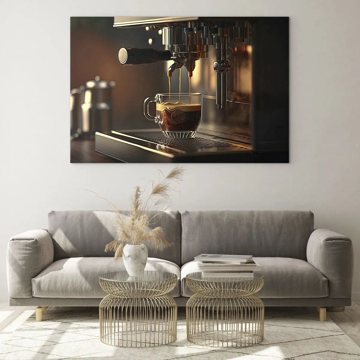 Impression sur verre - Image sur verre - Café expresso dans un verre avec de la mousse - 120x80cm - Un mélange sensuel - Décoration murale moderne pour le salon et la chambre ARTTOR
